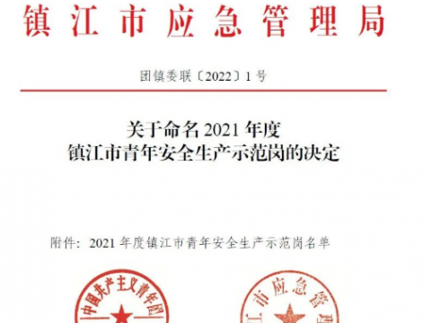喜报！这个青年集体荣获“2021年度宜昌市青年安全出产示范岗”荣誉称号